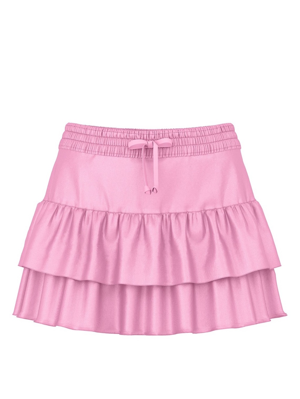 Pink Tiered Ruffle Summer Fling Satin Ruffle Skirt - Women's Casual Skirt